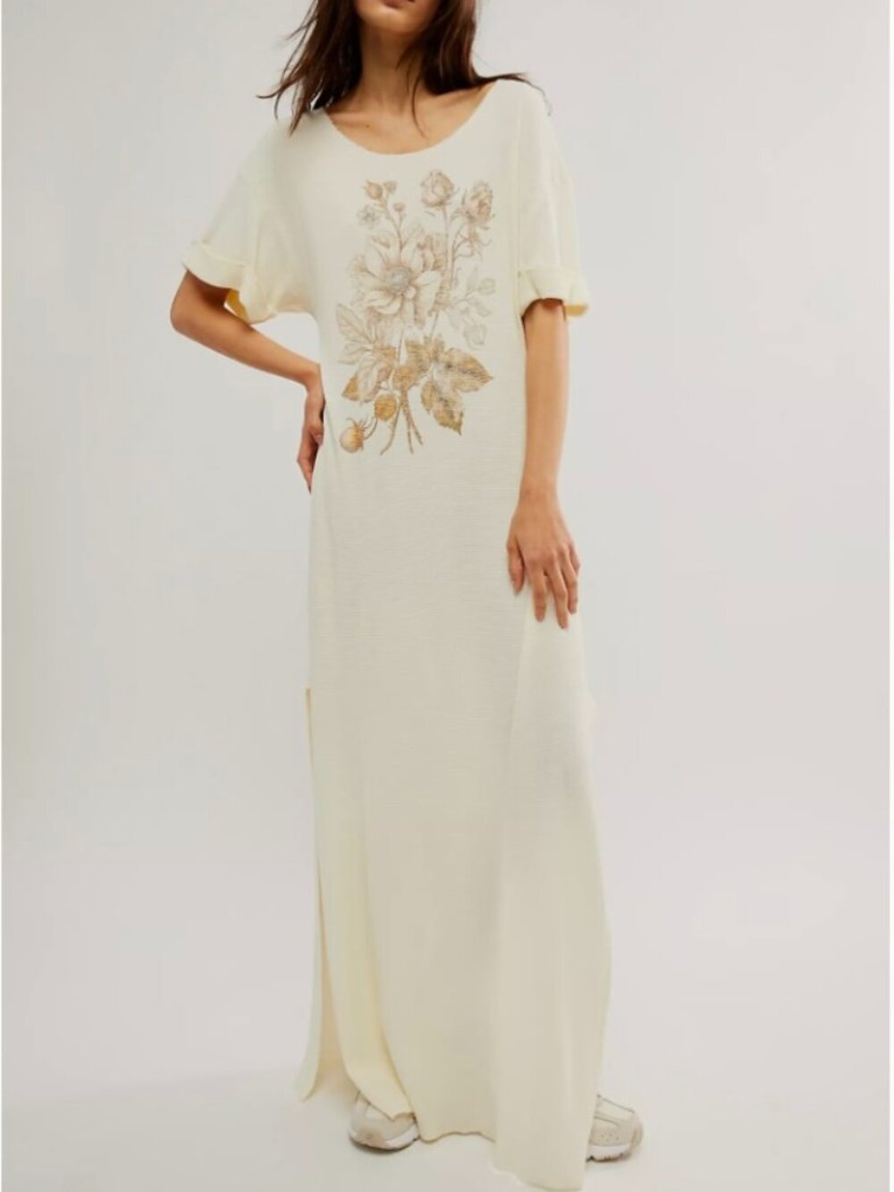 Free People x Vintage Souls Fall Floral Maxi Top Ivory XS NWOT